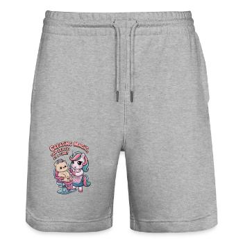 Creating Magic, One Haircut At A Time! - Stanley/Stella Trainer Unisex Organic Jogging Shorts - heather grey - Front - Nik (191cm) & Marisol (170cm)