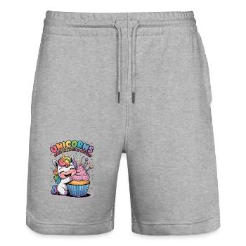 Les licornes rendent tout meilleur - Short de jogging bio TRAINER Stanley/Stella unisexe - gris chiné - Devant - Nik (191cm) & Marisol (170cm)