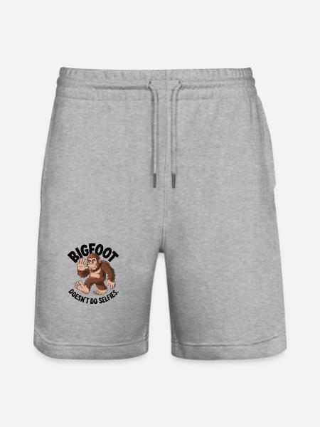 Bigfoot Doesn't Do Selfies - Stanley/Stella Trainer Unisex Organic Jogging Shorts - heather grey