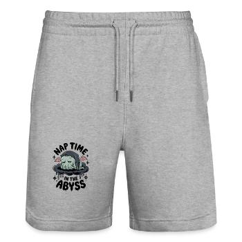 Nap Time In The Abyss - Stanley/Stella Trainer Unisex Organic Jogging Shorts - heather grey - Front - Nik (191cm) & Marisol (170cm)