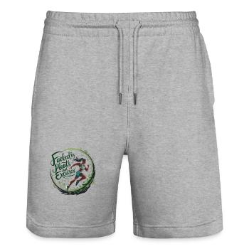 Fueled By Plants Not Excuses - Stanley/Stella Trainer Unisex Organic Jogging Shorts - heather grey - Front - Nik (191cm) & Marisol (170cm)