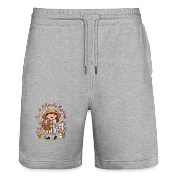 Fungi Friends Forever - Stanley/Stella Trainer Unisex Organic Jogging Shorts - heather grey - Front - Nik (191cm) & Marisol (170cm)