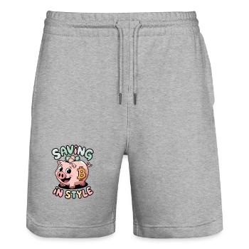 Stilvolles Sparen - Stanley/Stella Unisex Bio Joggingshorts Trainer  - Grau meliert - Vorne - Nik (191cm) & Marisol (170cm)