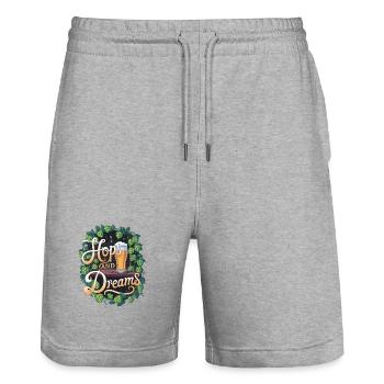 Hops And Dreams - Stanley/Stella Trainer Unisex Organic Jogging Shorts - heather grey - Front - Nik (191cm) & Marisol (170cm)