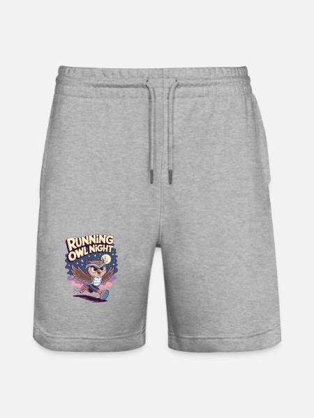 Running Owl Night - Stanley/Stella Trainer Unisex Organic Jogging Shorts - heather grey