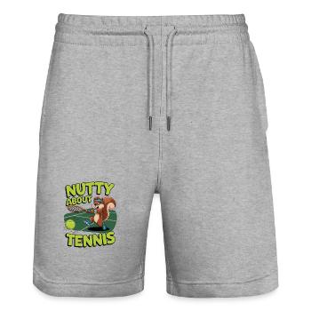 Nutty About Tennis - Stanley/Stella Trainer Unisex Organic Jogging Shorts - heather grey - Front - Nik (191cm) & Marisol (170cm)
