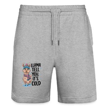 Llama Tell You It's Cold - Stanley/Stella Trainer Unisex Organic Jogging Shorts - heather grey - Front - Nik (191cm) & Marisol (170cm)