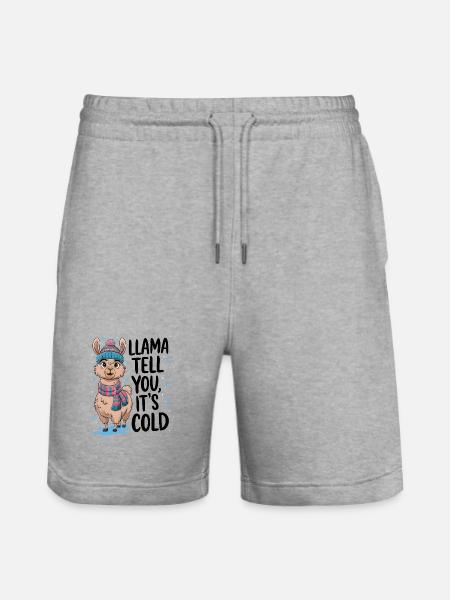 Llama Tell You It's Cold - Stanley/Stella Trainer Unisex Organic Jogging Shorts - heather grey