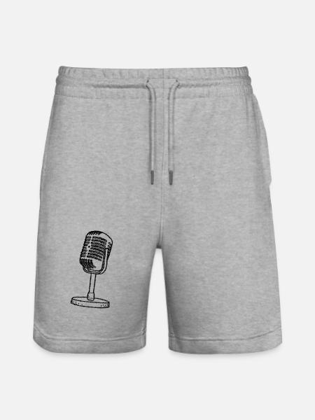 Mikrofon - Retro - gezeichnet - Stanley/Stella Unisex Bio Joggingshorts Trainer - Grau meliert