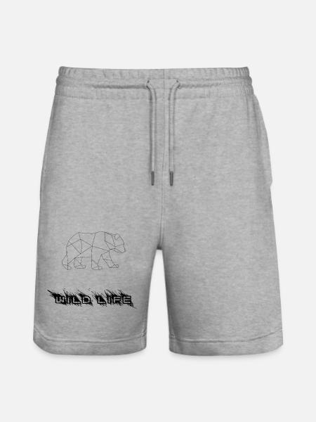 Geometrischer Bär - Stanley/Stella Unisex Bio Joggingshorts Trainer - Grau meliert