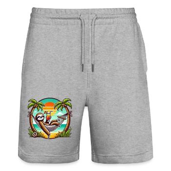 Sloth in the hammock - Stanley/Stella Trainer Unisex Organic Jogging Shorts - heather grey - Front - Nik (191cm) & Marisol (170cm)