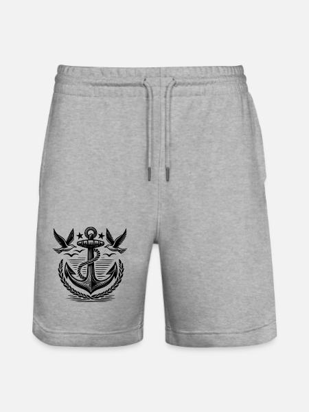 Anchor Seagulls Logo - Stanley/Stella Trainer Unisex Organic Jogging Shorts - heather grey