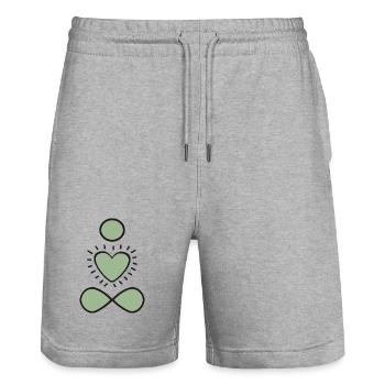 Mint Heart Infinity Emblem - Stanley/Stella Trainer Unisex Organic Jogging Shorts - heather grey - Front - Nik (191cm) & Marisol (170cm)
