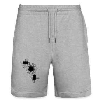 electrician electrical electronics occupation voltage CPU - Stanley/Stella Trainer Unisex Organic Jogging Shorts - heather grey - Front - Nik (191cm) & Marisol (170cm)