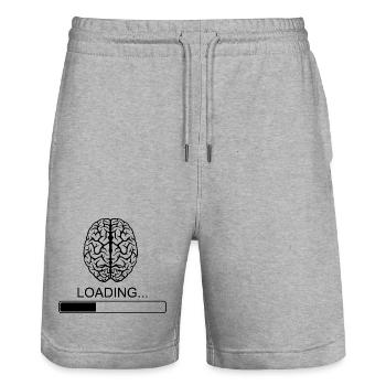 Brain Proverbes drôle drôle de petit déjeuner blague - Short de jogging bio TRAINER Stanley/Stella unisexe - gris chiné - Devant - Nik (191cm) & Marisol (170cm)