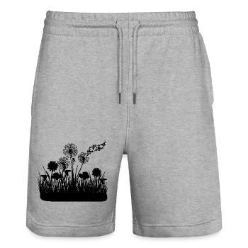 Butterfly Design Pust flowers meadow hearts - Stanley/Stella Trainer Unisex Organic Jogging Shorts - heather grey - Front - Nik (191cm) & Marisol (170cm)
