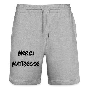 MERCI. MAÎTRESSE. MAÎTRE. MERCI MAÎTRESSE - Short de jogging bio TRAINER Stanley/Stella unisexe - gris chiné - Devant - Nik (191cm) & Marisol (170cm)