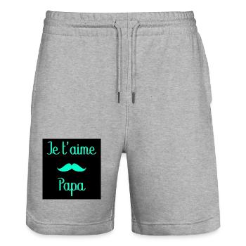 DAD. FATHER'S DAY. HAPPY FATHER'S DAY. HAPPY BIRTHDAY. - Stanley/Stella Trainer Unisex Organic Jogging Shorts - heather grey - Front - Nik (191cm) & Marisol (170cm)