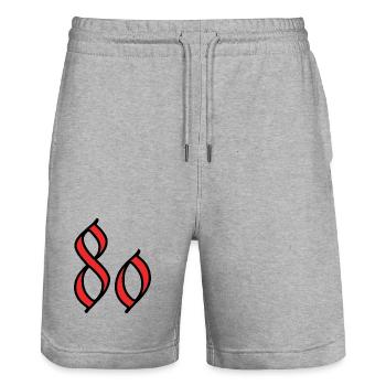 80. 80 ANS. 80e ANNIVERSAIRE. ANNIVERSAIRE 80 ANS. - Short de jogging bio TRAINER Stanley/Stella unisexe - gris chiné - Devant - Nik (191cm) & Marisol (170cm)