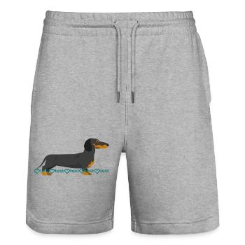 Dachshund Picture - Stanley/Stella Trainer Unisex Organic Jogging Shorts - heather grey - Front - Nik (191cm) & Marisol (170cm)