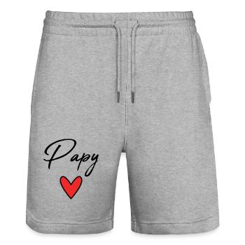 GRANDPA. FATHER'S DAY. HAPPY GRANDPA'S DAY. I LOVE YOU. - Stanley/Stella Trainer Unisex Organic Jogging Shorts - heather grey - Front - Nik (191cm) & Marisol (170cm)