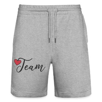 Team Herz - Stanley/Stella Unisex Bio Joggingshorts Trainer  - Grau meliert - Vorne - Nik (191cm) & Marisol (170cm)