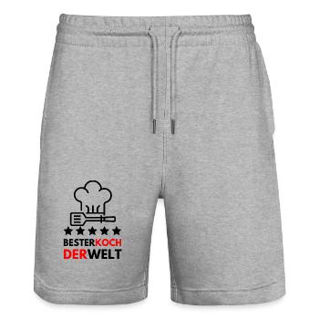 Der beste Koch der Welt - Geschenk - Stanley/Stella Unisex Bio Joggingshorts Trainer  - Grau meliert - Vorne - Nik (191cm) & Marisol (170cm)