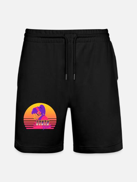 Synthwave Girl - Stanley/Stella Trainer Unisex Organic Jogging Shorts - black