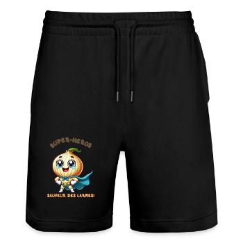 Superhero - Savior of Tears - Stanley/Stella Trainer Unisex Organic Jogging Shorts - black - Front - Nik (191cm) & Marisol (170cm)
