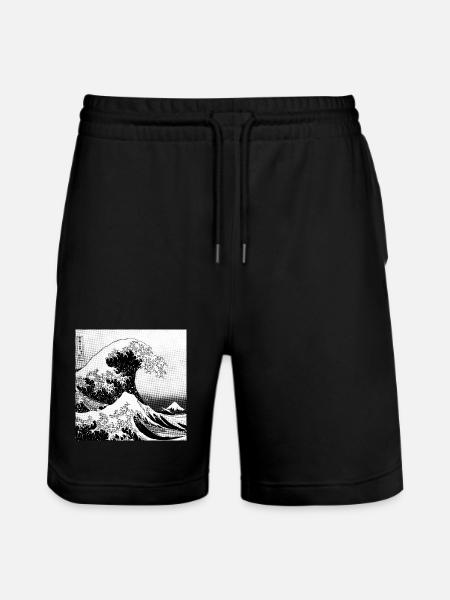 Japanese wave Kanagawa Style bd - Stanley/Stella Trainer Unisex Organic Jogging Shorts - black