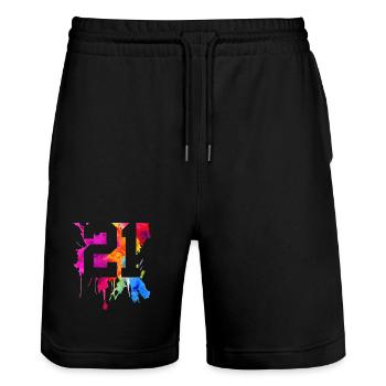 21 JAHRE 21. GEBURTSTAG - Stanley/Stella Unisex Bio Joggingshorts Trainer  - Schwarz - Vorne - Nik (191cm) & Marisol (170cm)