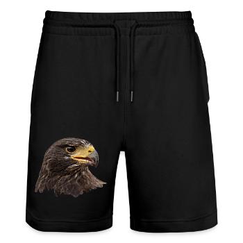 Adler, Falke, Greifvogel aus Falknerei, braun - Stanley/Stella Unisex Bio Joggingshorts Trainer  - Schwarz - Vorne - Nik (191cm) & Marisol (170cm)