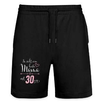So sieht eine heiße Mama mit 30 Jahren aus - Stanley/Stella Unisex Bio Joggingshorts Trainer  - Schwarz - Vorne - Nik (191cm) & Marisol (170cm)