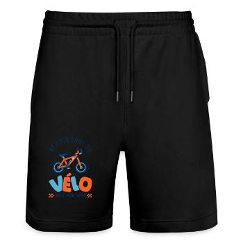 Né pour faire du vélo avec papa – Body Bébé Bio - Short de jogging bio TRAINER Stanley/Stella unisexe - noir - Devant - Nik (191cm) & Marisol (170cm)