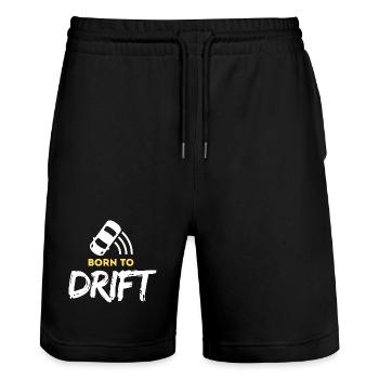 Geboren, um sich treiben zu lassen - Stanley/Stella Unisex Bio Joggingshorts Trainer  - Schwarz - Vorne - Nik (191cm) & Marisol (170cm)
