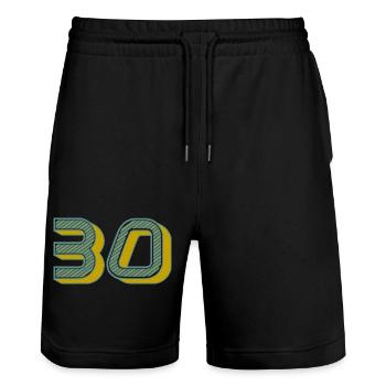30 - Stanley/Stella Trainer Unisex Organic Jogging Shorts - black - Front - Nik (191cm) & Marisol (170cm)