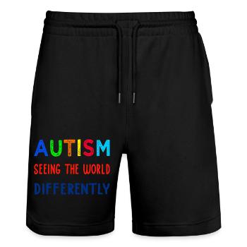 Autismus anders sehen - Stanley/Stella Unisex Bio Joggingshorts Trainer  - Schwarz - Vorne - Nik (191cm) & Marisol (170cm)