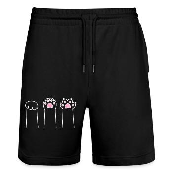 Cat Paw Game Cat Paws Stone Paper Scissors - Short de jogging bio TRAINER Stanley/Stella unisexe - noir - Devant - Nik (191cm) & Marisol (170cm)