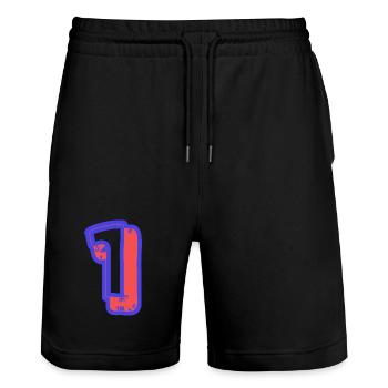 1. 1 JAHR. 1. JAHRESTAG. 1 JAHR GEBURTSTAG - Stanley/Stella Unisex Bio Joggingshorts Trainer  - Schwarz - Vorne - Nik (191cm) & Marisol (170cm)