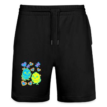 Küken Ostern Kind Kinder - Stanley/Stella Unisex Bio Joggingshorts Trainer  - Schwarz - Vorne - Nik (191cm) & Marisol (170cm)