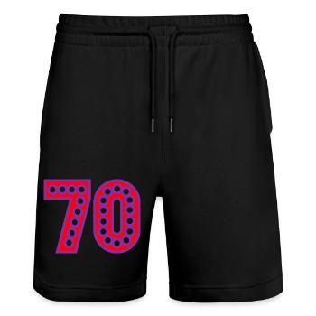 70. 70 ANS. 70e ANNIVERSAIRE. ANNIVERSAIRE 70 ANS. - Short de jogging bio TRAINER Stanley/Stella unisexe - noir - Devant - Nik (191cm) & Marisol (170cm)