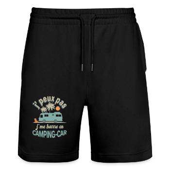 Camping-Car Je Me Barre Humour Voyage Liberté - Short de jogging bio TRAINER Stanley/Stella unisexe - noir - Devant - Nik (191cm) & Marisol (170cm)