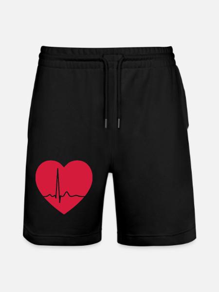 Heartbeat ECG Line Medical Pulse Wave Icon Vector - Stanley/Stella Trainer Unisex Organic Jogging Shorts - black