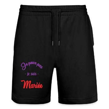 MARIEE. FUTURE MARIEE - Short de jogging bio TRAINER Stanley/Stella unisexe - noir - Devant - Nik (191cm) & Marisol (170cm)