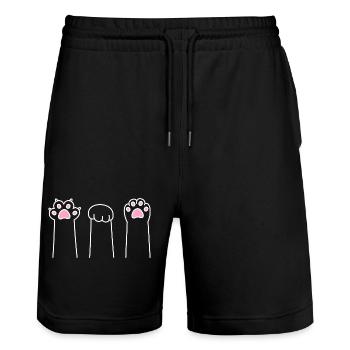 Cat Paw Game Cat Paws Scissors Stone Paper - Short de jogging bio TRAINER Stanley/Stella unisexe - noir - Devant - Nik (191cm) & Marisol (170cm)