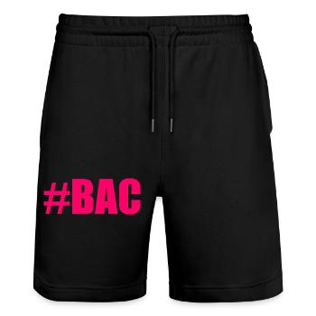 FERRY. BACCALAUREAT. PATENT. DNB. EXAMINATION. WELL DONE - Stanley/Stella Trainer Unisex Organic Jogging Shorts - black - Front - Nik (191cm) & Marisol (170cm)