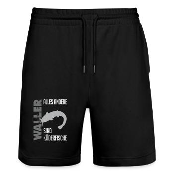 Wels fischen Kampf mit dem starken Wels - Stanley/Stella Unisex Bio Joggingshorts Trainer  - Schwarz - Vorne - Nik (191cm) & Marisol (170cm)