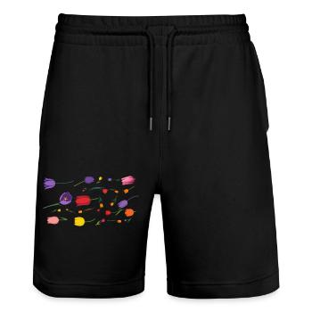 Blumen Frühling Tulpen - Stanley/Stella Unisex Bio Joggingshorts Trainer  - Schwarz - Vorne - Nik (191cm) & Marisol (170cm)