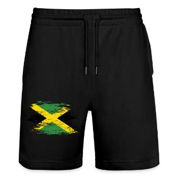 Drapeau de la Jamaïque utilisé - Short de jogging bio TRAINER Stanley/Stella unisexe - noir - Devant - Nik (191cm) & Marisol (170cm)