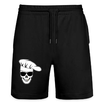 Crâne avec lunettes de soleil, toque de chef - Short de jogging bio TRAINER Stanley/Stella unisexe - noir - Devant - Nik (191cm) & Marisol (170cm)
